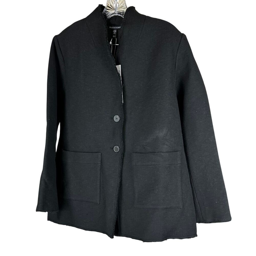 Eileen Fisher Sample High Collar Long Jacket Black Women's Size Small NWT